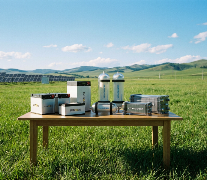 再生可能エネルギーの蓄電池と水素電池のイメージ画像